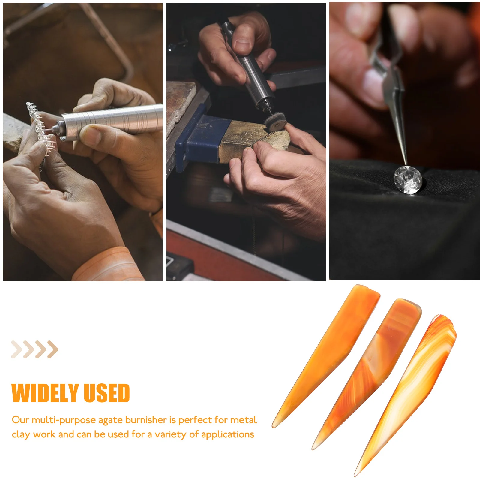 

3Pcs Jewelry Polishing Tool Natural Agate Burnisher Polishing Agate Jewelry Smoothing Tool for Gold Silver Metal