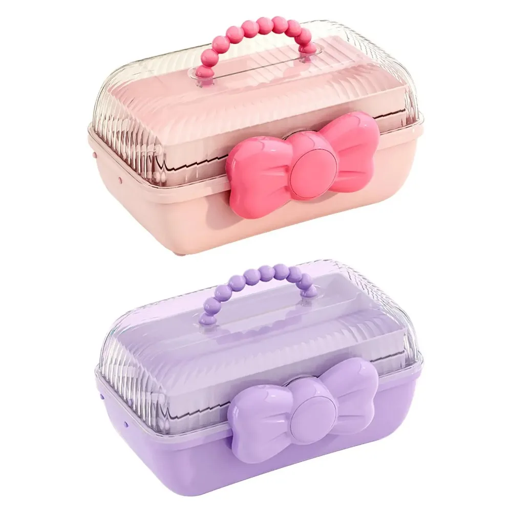 

Cute Multi-layer Hairpin Storage Box Bowknot Waterproof Toy Storage Box pp Card Storage Box Children