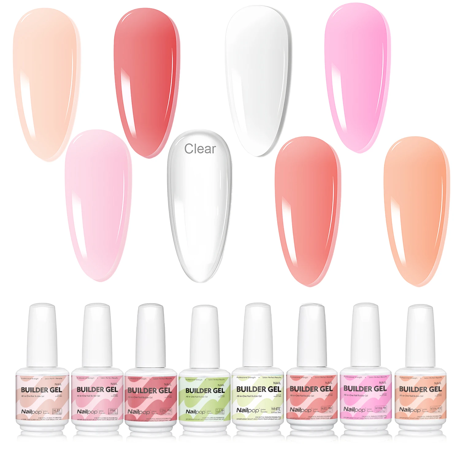 Extension Gel 7-in-1 Base Nail HEMA/TPO Free Fast Building Gel Nail Polish 8 Colors Nail Tip Reinforcement 15ml