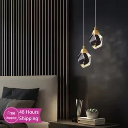 Crystal Led Pendant Light for Bedroom Bedside Bathroom Hanging Ceiling Lamp Indoor Decoration Lighting Lustre Modern Lights Room