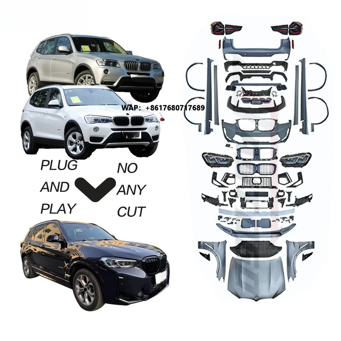 2024 Facelift Refit Retrofit Body Kit Bodykit for X3 F25 2011 2012 2012 2014 2015 2016 2017 Update to 2023 2024 X3M F97 LCI