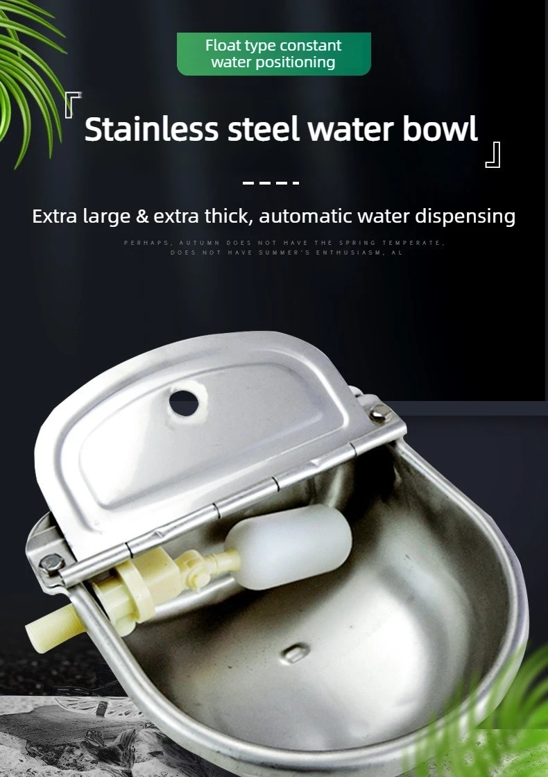 Stainless Steel Pet Water Dispenser with Float Ball Valve Automatic Dog Water Bowl Auto Refill Outdoor Hanging Pets Waterer