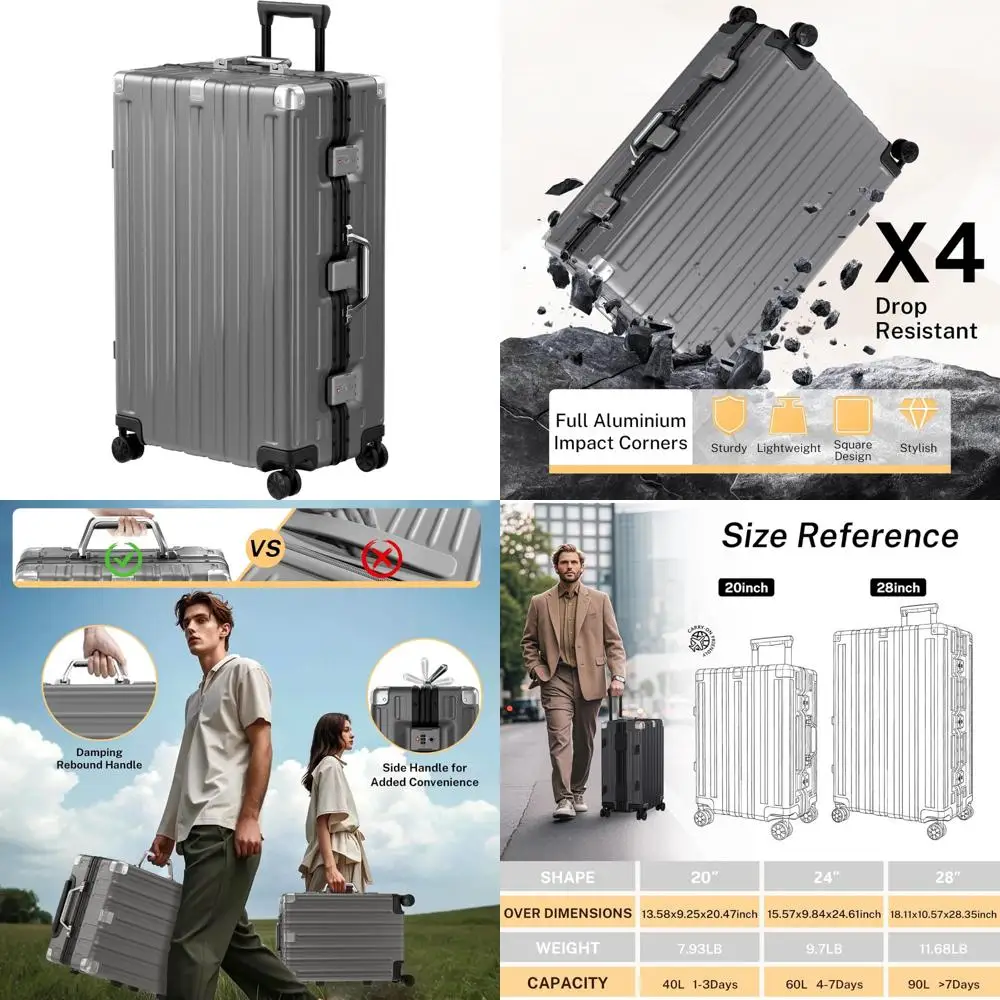 

28-дюймовый алюминиевый каркас для багажа TSA Lock Spinner Wheels ПК + ABS Hardshell Легкий чемодан для проверенных путешествий