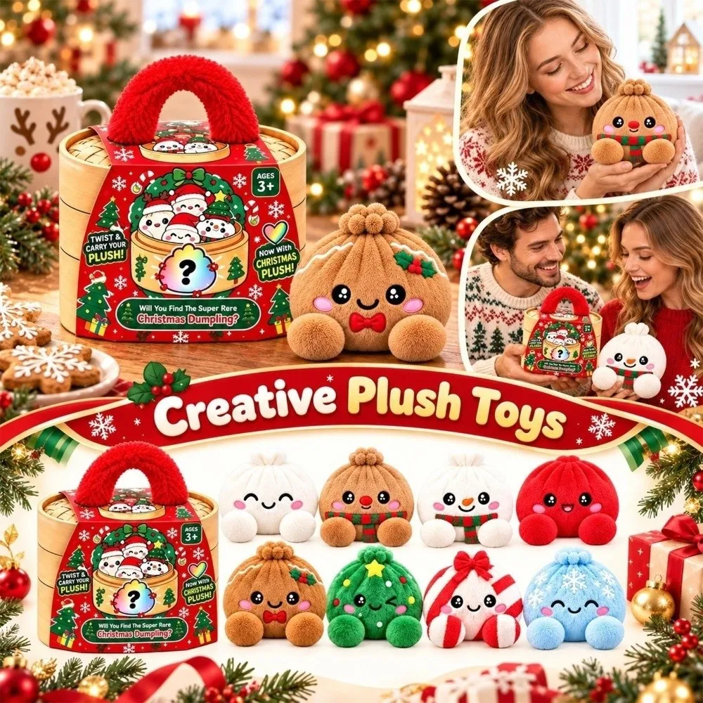 New Soft Christmas Dumpling Squishy Snowflake Pattern Squeezy Stress Relief Fidget Toy Bowknot Decor