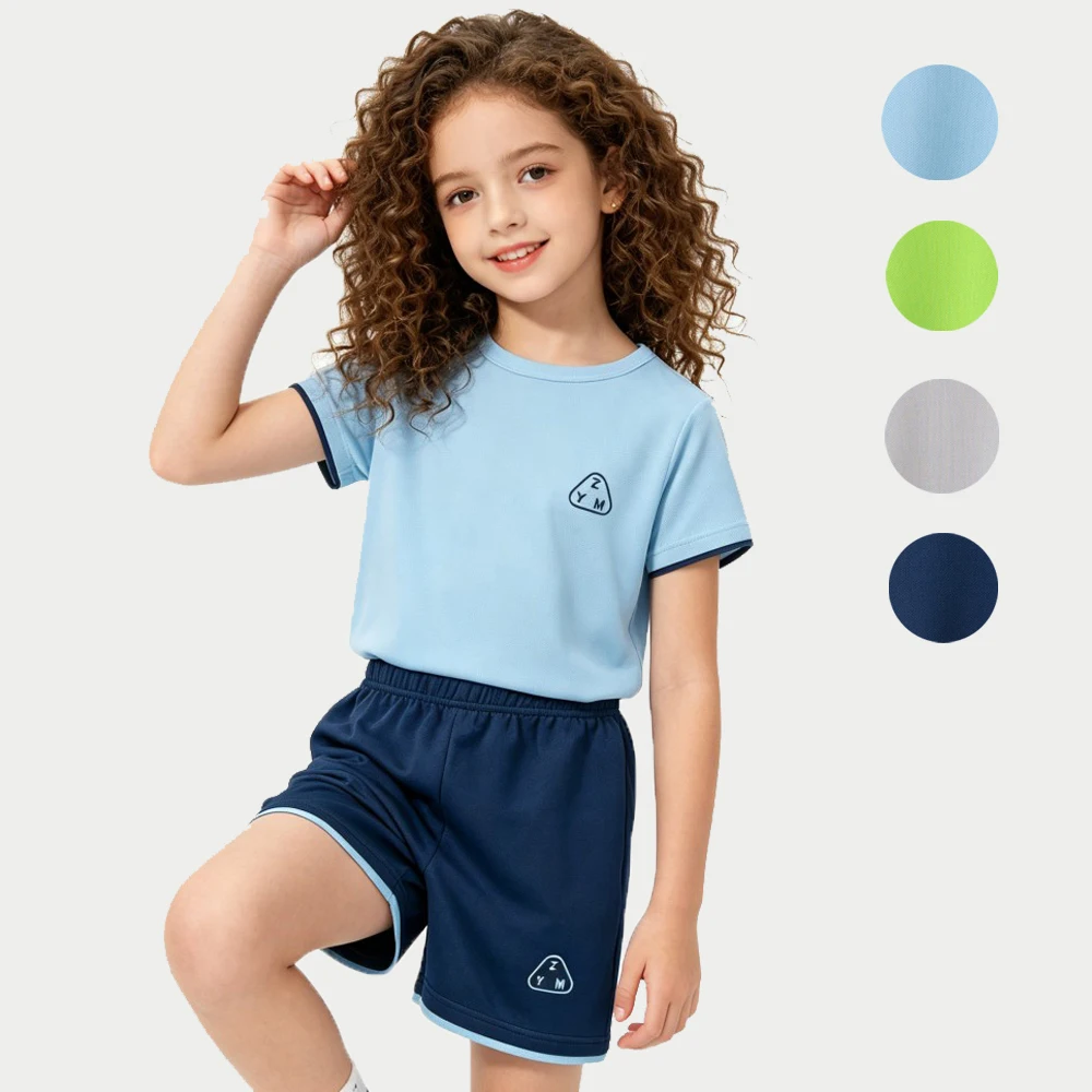 

Mesh Girls Sportswear Sets 1 to 2 3 4 5 6 7 8 9 10 Years Short Summer Tracksuits Kids Sports Outfits Blue T Shirts + Shorts Suit
