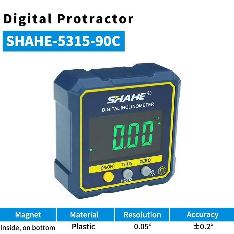 SHAHE Digitale Hoekmeter Magnetische Gradenboog Inclinometer Niveau Hoekzoeker Hoek Kubus Niveau Box Met Magnes En Achtergrondverlichting