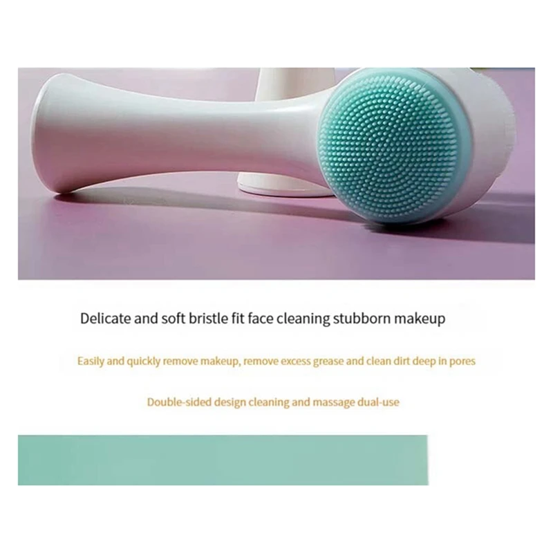 3D Double-Sided Facial Cleanser, Manual Massage Facial Brush, Soft Bristle Double-Sided Facial Cleanser