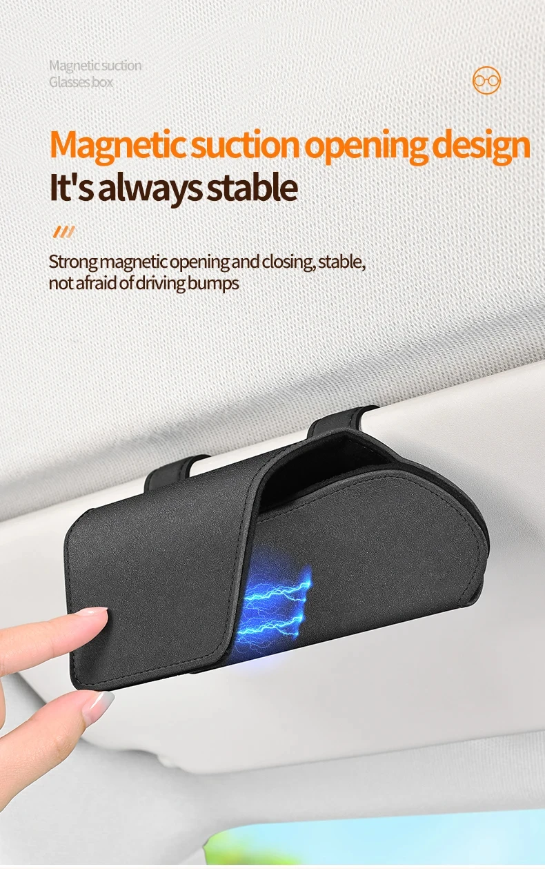 Magnetische Saugnapf-Brillenhalterung für Auto-Sonnenblende Hochwertige Sonnenbrillenbox Auto-Innenausstattung Zubehör – Detail 10
