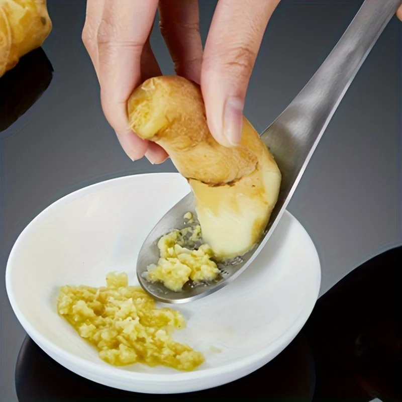 Rallador en Forma de Cuchara, 6.85 Pulgadas, Acero Inoxidable 304, para Jengibre, Ajo, Wasabi, Todo en Uno: Rallado y Recogida, Fácil de Limpiar