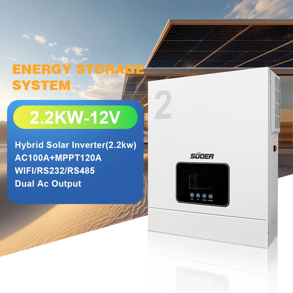 New 12 Volt 2.2kw Single Output MPPT Off Grid Solar Power Inverter AC Inverter With Solar Charge Control For Solar Systems