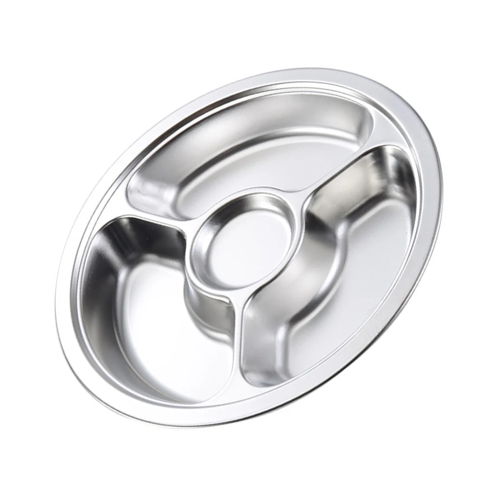

Stainless Steel Dinner Plate Divided Round Plates Sub Grid Food Meal Staff Restaurant Dining Hall Bulk Purchase Premium Quality