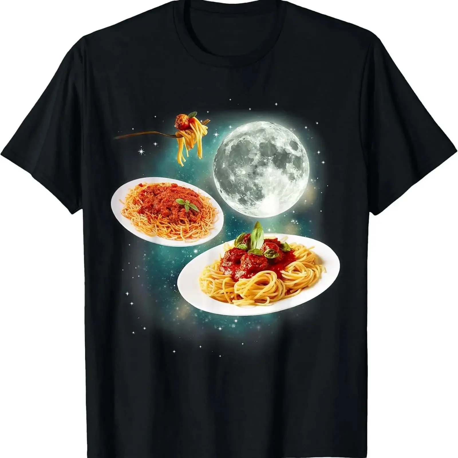 BEST Three Spaghetti Moon Pasta Lovers 3 Noodles Howling Parody T Shirt S 3XL vintage Washed Casual fashion designer clothes