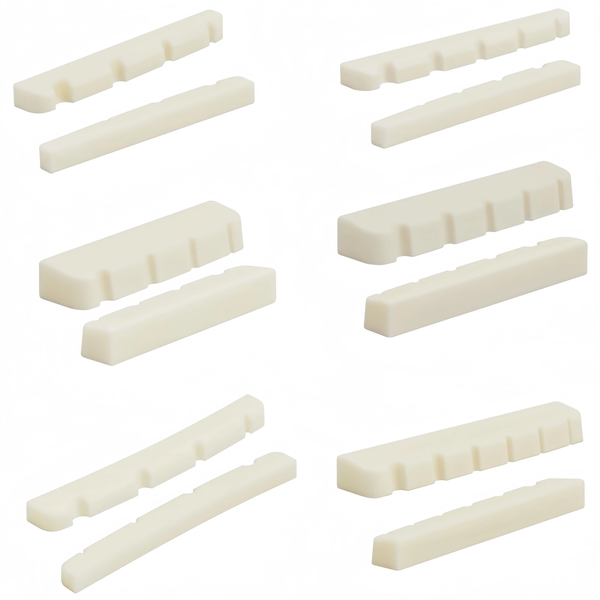 Miwayer 4/5/6 String Electric Bass Bone Bridge 1 pc,Real Bone Nut Flat Bottom Pre-Slotted,Multiple Saddle for Bass Repair&Setup