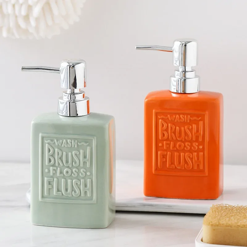 

Nordic square ceramic hand sanitizer press bottle, hotel guesthouse shampoo and shower gel split bottle bathroom soap dispenser