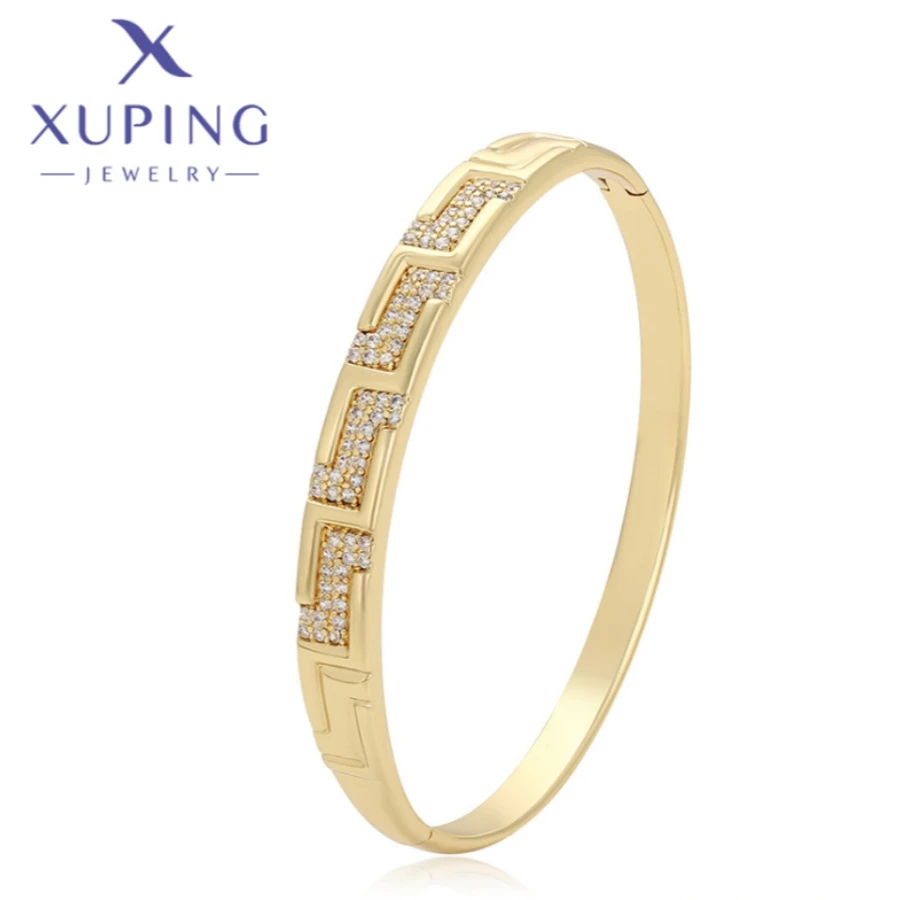 Xuping Jewelry Geometry Unique Fashion Light Gold Color Bangle for Women Exquisite Birthday Christmas Gift X000801219