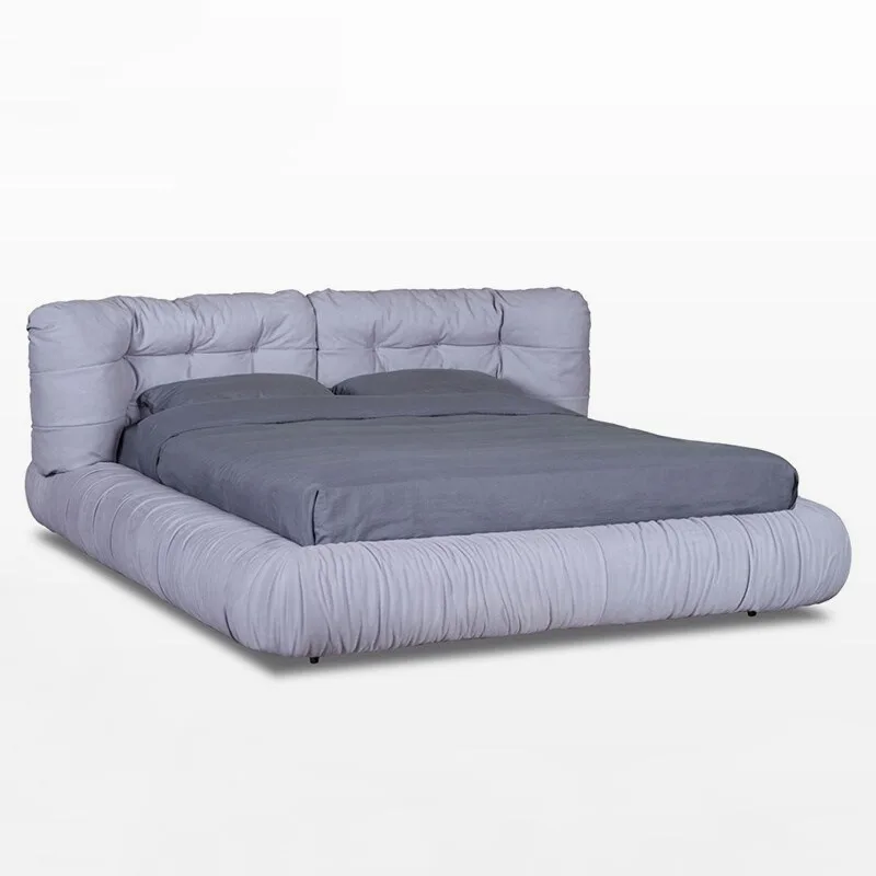 Italian minimalist cloud bed, master bedroom villa high-end imported matte cloth bed 1.8 meters double bed