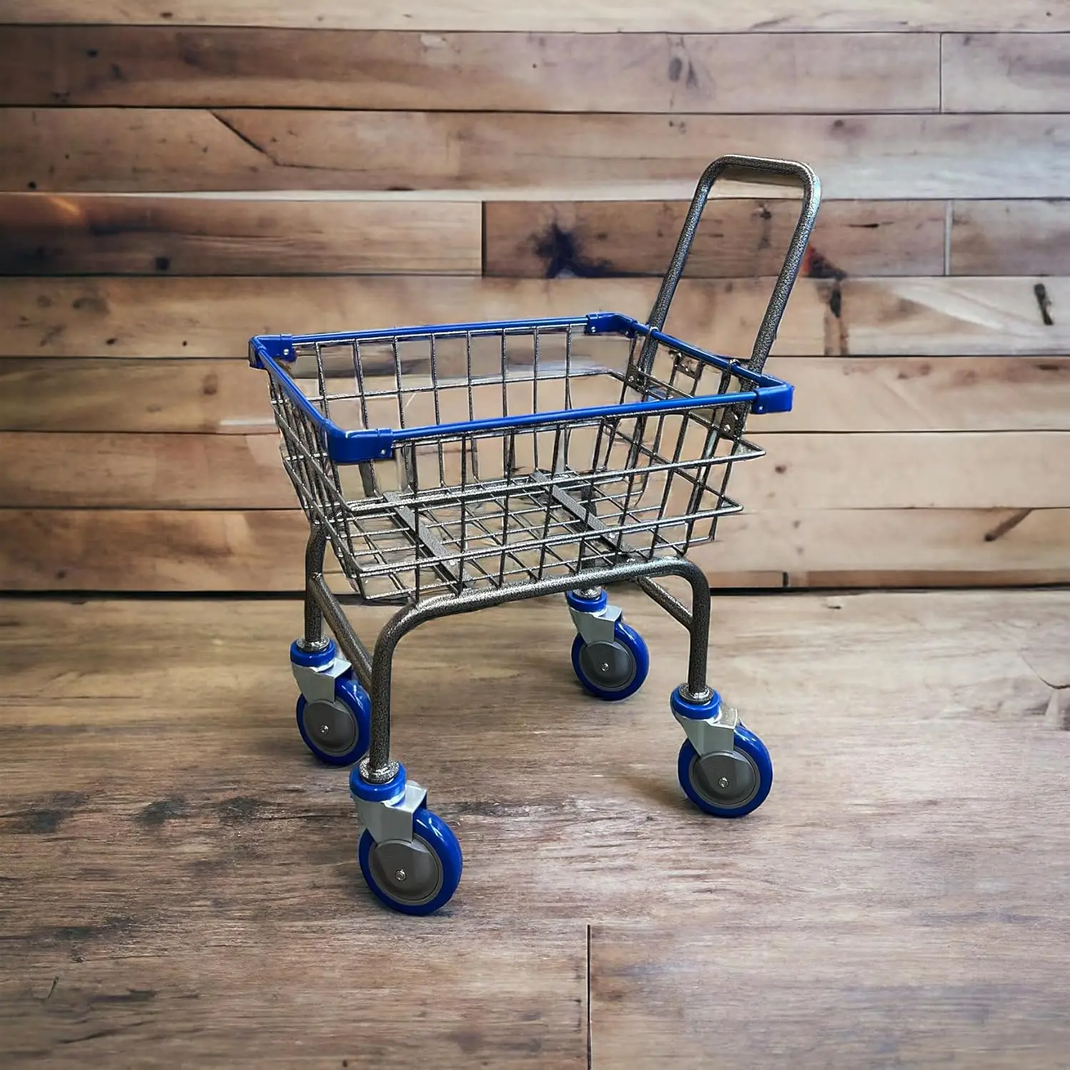 Grocery & Laundry CART 1.5 Bushel (Gunpowder Metal) Red, Blue Trim (Blue)