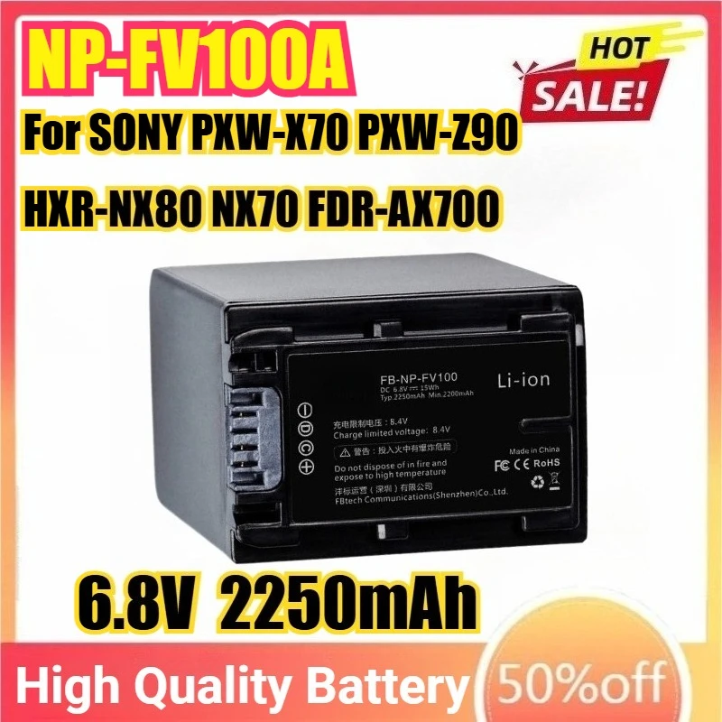 

NP-FV100A Camera Battery For SONY PXW-X70 PXW-Z90 HXR-NX80 NX70 FDR-AX700 AX60 AX100E AXP55 for Camcorder Compatible NP-FV70