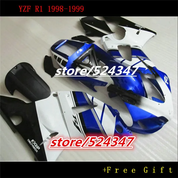 Hey-motorcycle race fairings parts for 1998 1999  YZF R1 98 99 YZFR1 YZF1000 blue black white body fairing kits for Yamaha