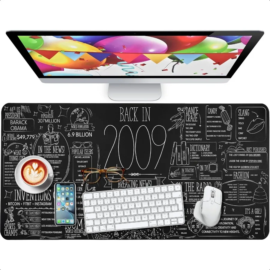

16th Birthday Gifts for Girls 2009 Desk Mat Featuring Fun Birth Year Facts Large Desk Pad Mat Personalized Birthday Gift Non Sl
