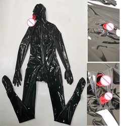 Full Cover Latex Catsuit Sexy Fetish Handmade with Hoods Sock Gloves Back Crotch Zip Rubber Bodysuit with Mouth and Crotch Hole