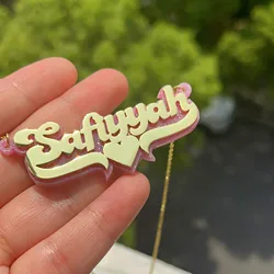 DUOYING Custom Nameplate Necklace Personalized Double Layer Giltter Background Letter Necklace Stainless Steel For Kids Jewelry