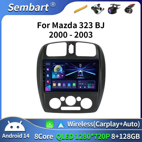 마쯔다 323 BJ 2000-2003용 9인치 안드로이드 14 멀티미디어 비디오 플레이어 카 라디오 네비게이션 스테레오 GPS 2딘 없음 DSP 4G WIFI BT