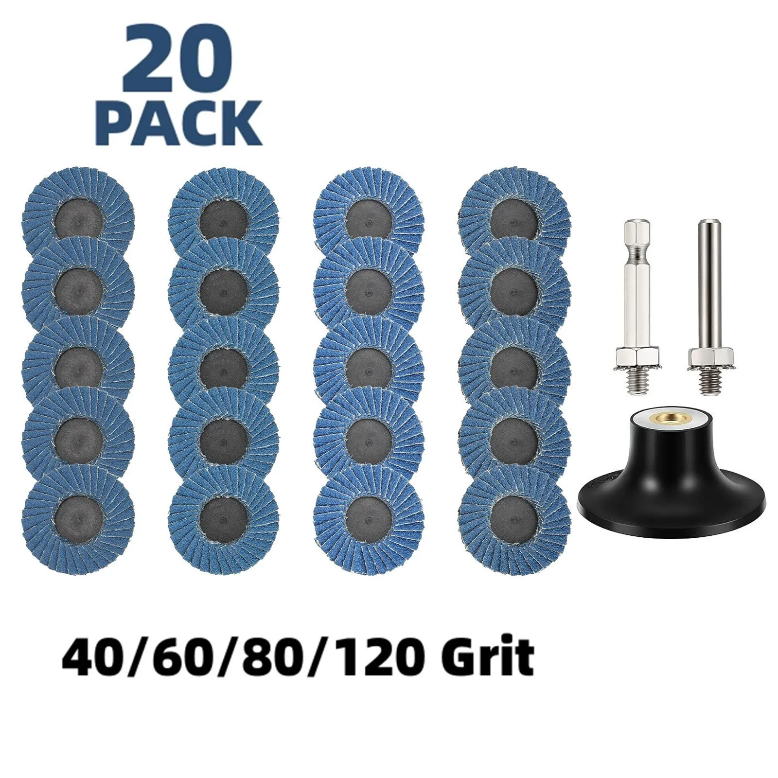 

20 x 2inch Zirconia Flap Disc Roll Lock Sanding Grinding Wheel 40 60 80 120 Grit