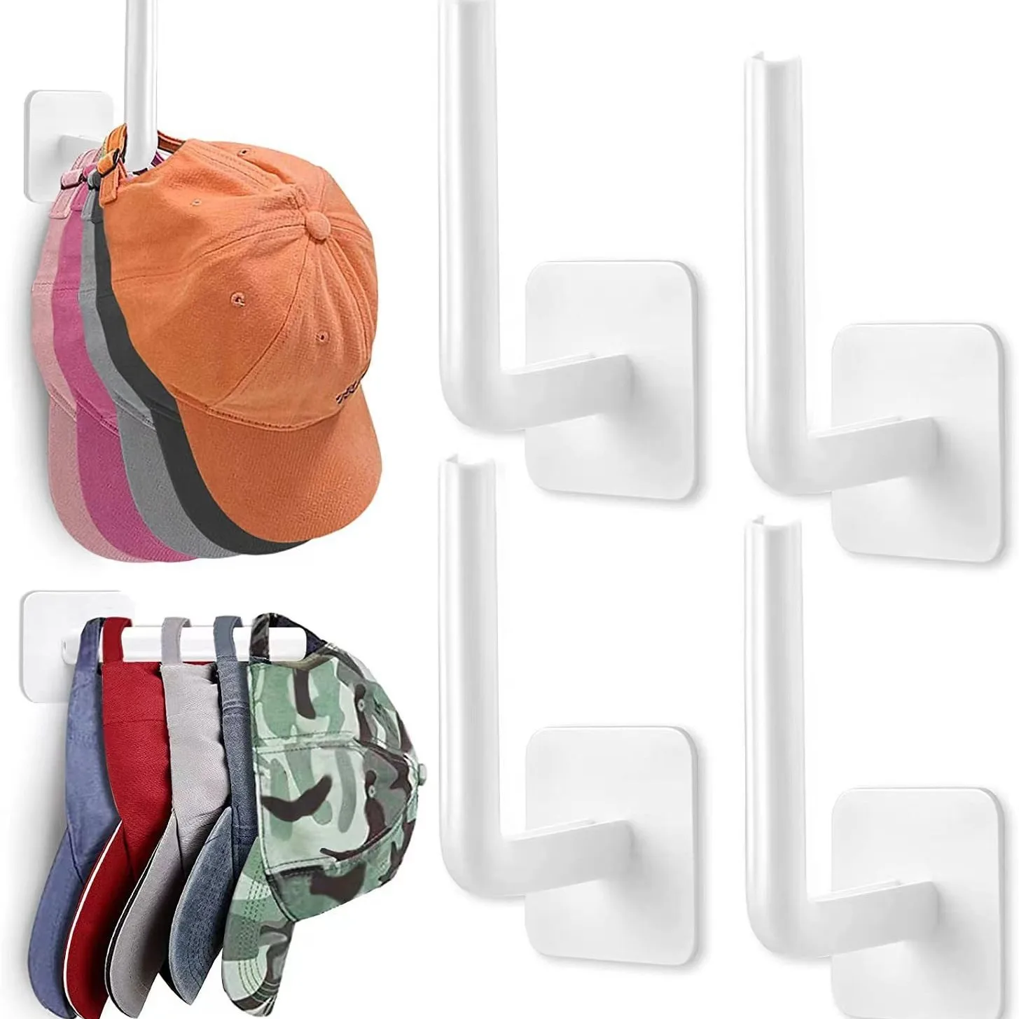 Baseball cap adhesive hook can hold multiple baseball caps, L-shaped multifunctional strong adhesive hook, no punching, storage