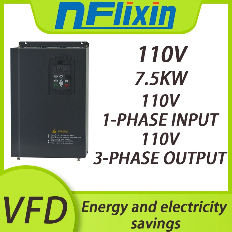 Frequency Converter VFD 110V Controller Inverter 0.4KW-7.5KW One-Phase 110v Input and Three-Phase Output Motor Speed