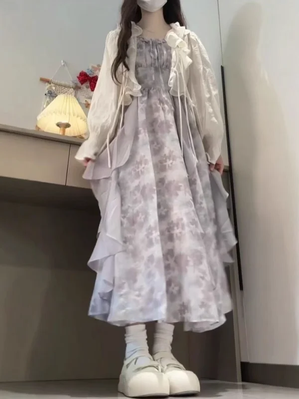 

Летний пляжный комплект из двух предметов с цветочным принтом Svel Dr и кардиган, модный женский ансамбль