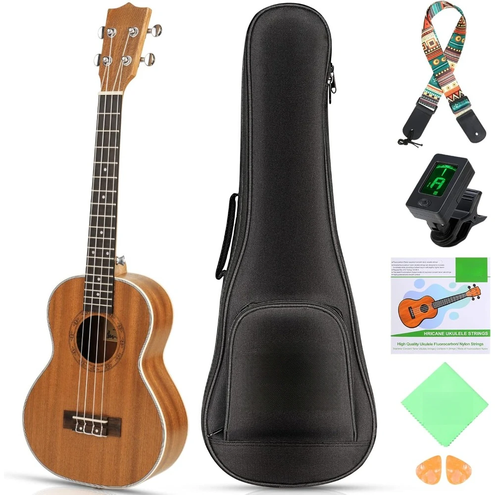 

23 Inch Ukulele, 4 Strings Ukeleles for Beginners, Sapele Hawaiian, with Case and Ukuleles String Set, Ukulele
