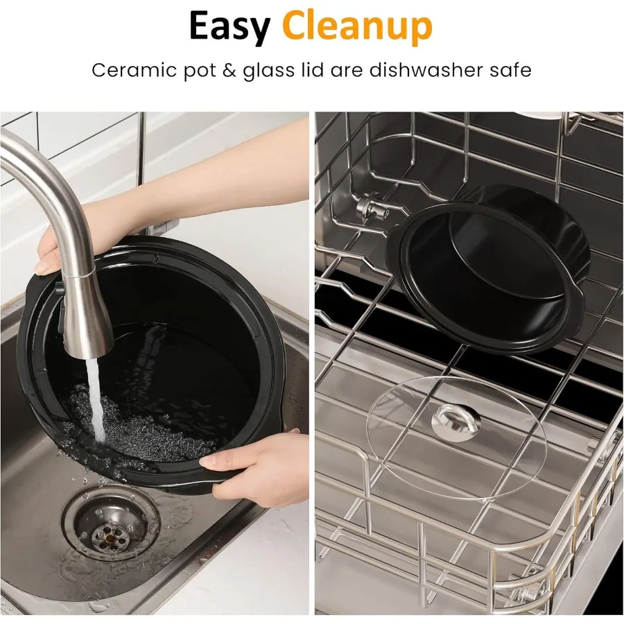 طباخ بطيء صغير 4QT سخان طعام صغير مع 3 إعدادات تسخين للاستخدام المنزلي وعاء سيراميك قابل للإزالة مثالي للحفاظ على دفء الوجبات