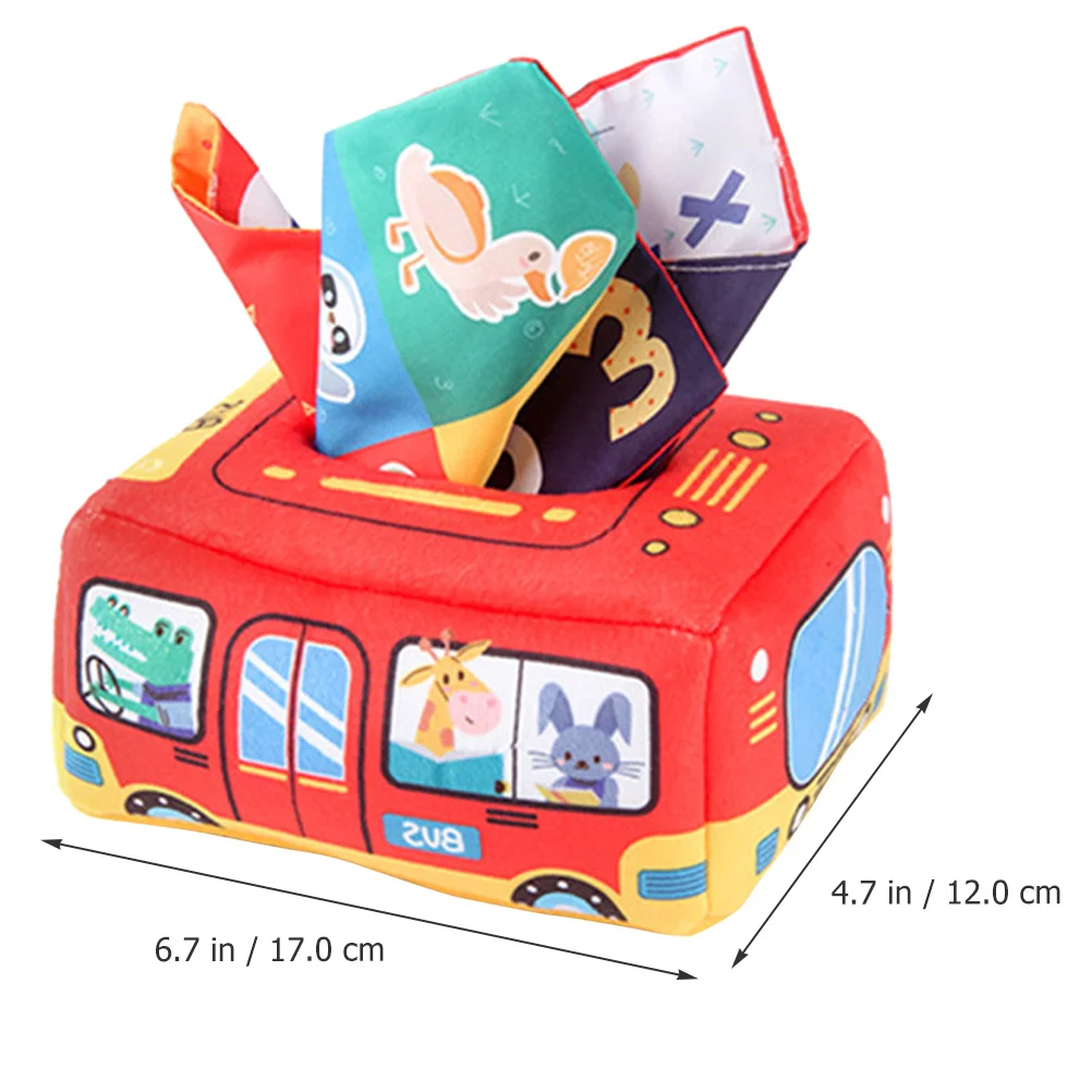 Scatola per fazzoletti in tessuto Esercitatore per mani per neonati Strumento di illuminazione per puzzle di riconoscimento della forma colorata per stimolazione sensoriale dei neonati