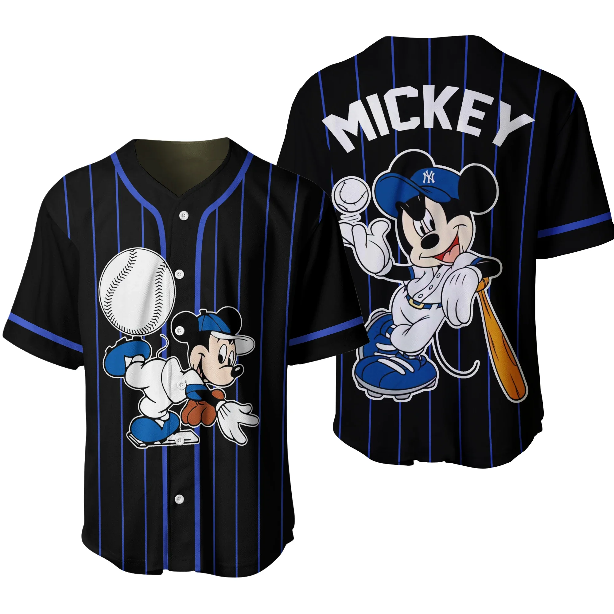 Disney Mickey Mouse Customized Name Baseball Jersey Outdoor Sports Style Casual Jersey Men's and Women's Personalized Tops