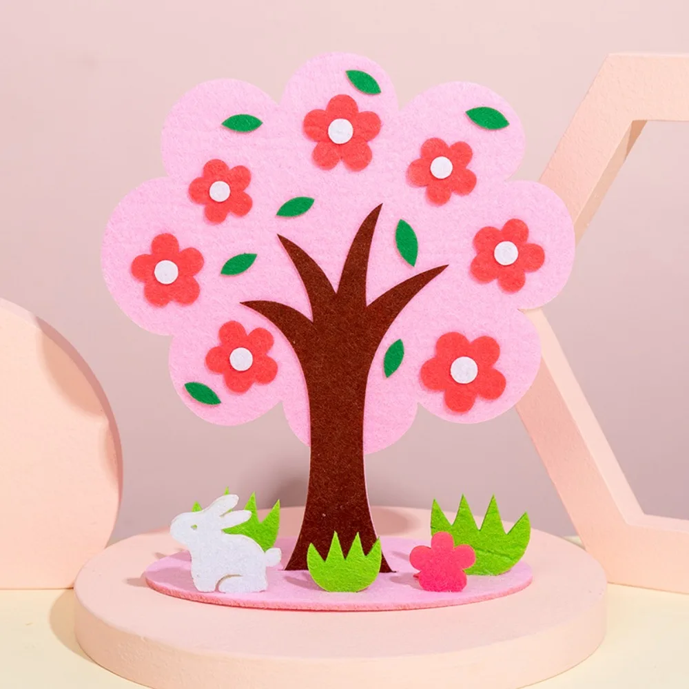 Non-Woven Fabric DIY Craft Kit Polyester Material Vibrant Colors Felt Tree Kit 3D Design Paste Game Style Kids Puzzle Toy