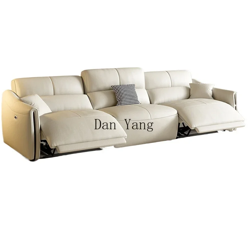 

First layer cowhide functional sofa modern simple small apartment straight row sofa leather sofa