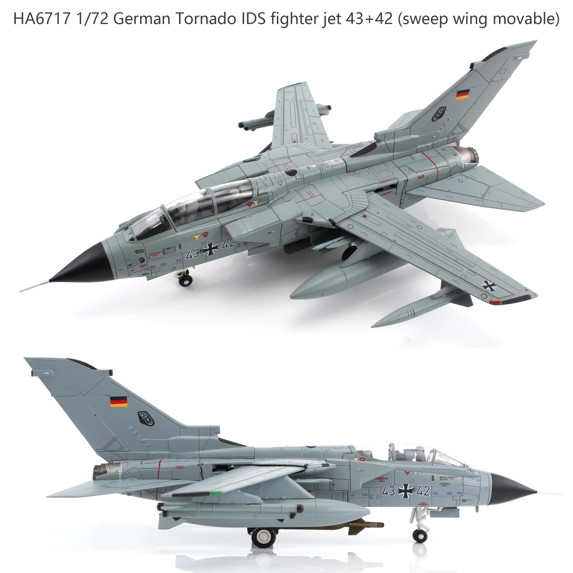 HA6717 1/72 German Tornado IDS fighter jet 43+42 (sweep wing movable)  Alloy finished product model