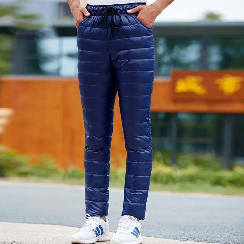 

2024 Men's Winter New Slim Fit down Wadded Trousers Outer Wear Warm Keeping Sports Thick down Pants