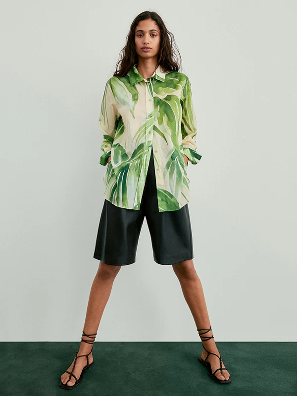 

Faionable Printed Casual Long Sve irt New Arrival Women's Loose Design Sensation Spring Autumn Polyester Fiber