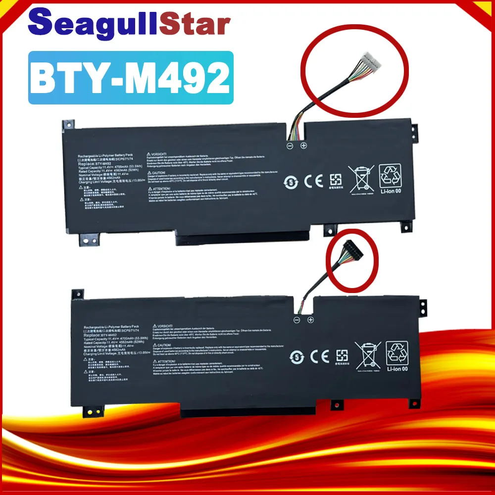 BTY-M492 Laptop Battery For MSI Pulse GL66 11UDK-076 GL66-11UDK-066JP 11UEK-050XFR 11UEK-007FR Series 11.4V 53.5Wh
