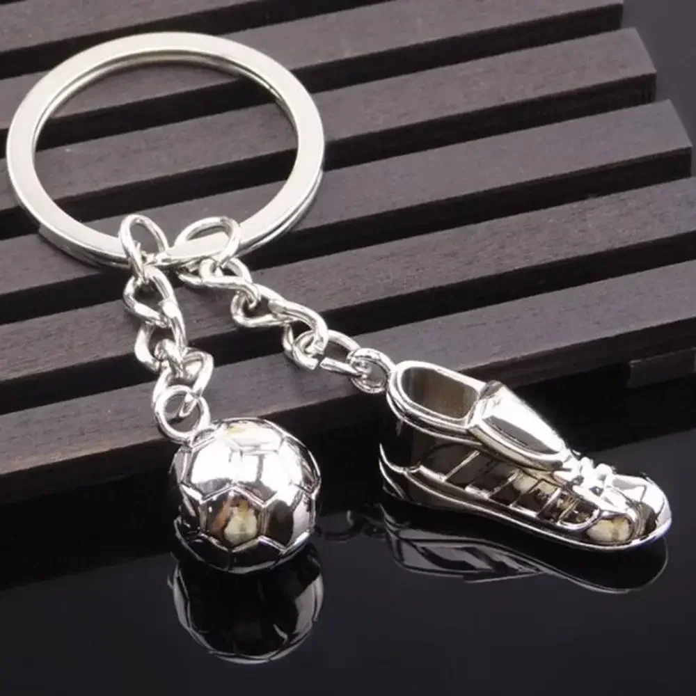 Hot Creative Soccer Shoes Keychain Metal Football Ball Keyring Bag Pendant for Sports Souvenir Fan Gift Board Game Metal Toy