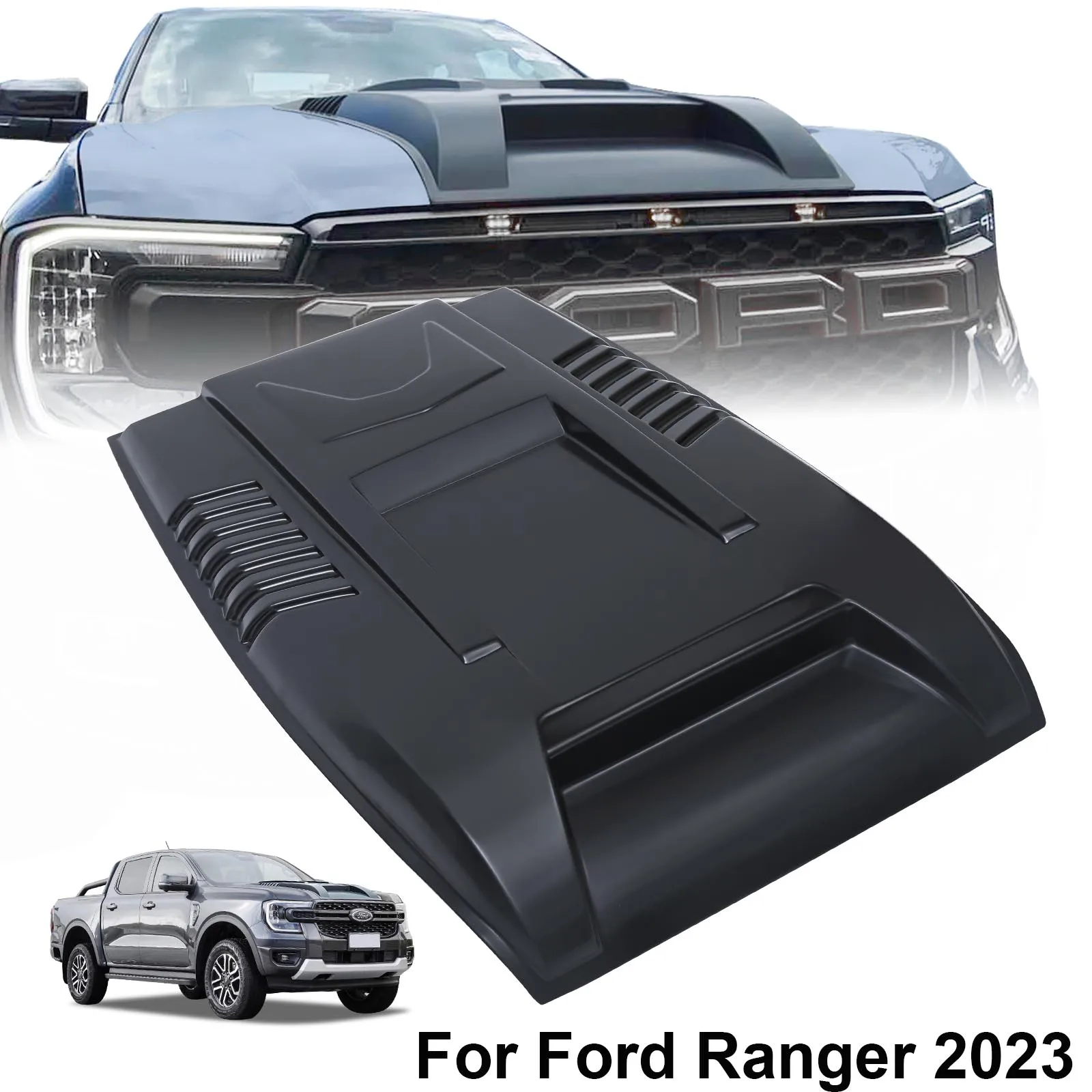 

Matte Black Bonnet Scoop Hood Vent Cover Guard For Ford Ranger Next Gen T9 2022 2023 Wildtrak XLT XLS XL Accessories