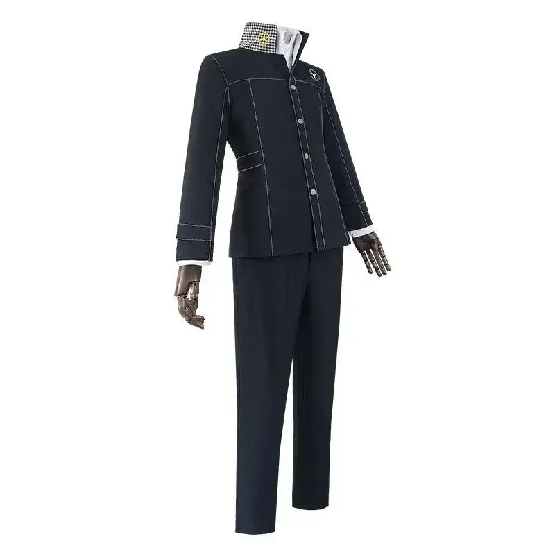 Persona 4 Narukami Yuu Cosplay P4 Game Yu Narukami Cosplay Costume School Uniform Embroidery Plaid Collar Suit Pants White Shirt view 4