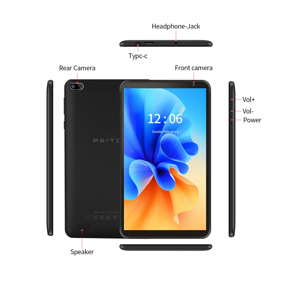 PRITOM 7インチタブレットPC 32GB Android 13 クアッドコアプロセッサ