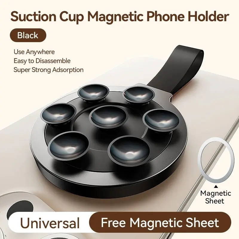 

Silicone Suction Cup Magnetic Mobile Phone Holder New Magsafe Super Strong Suction for Bathroom Glass Wall Mirrors Stand Holder
