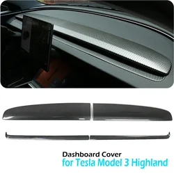 Dashboard Cover for Tesla Model 3 Highland 2024 Dashboard Panel Wrap Protector Interior Accessories ABS Carbon Fiber Pattern