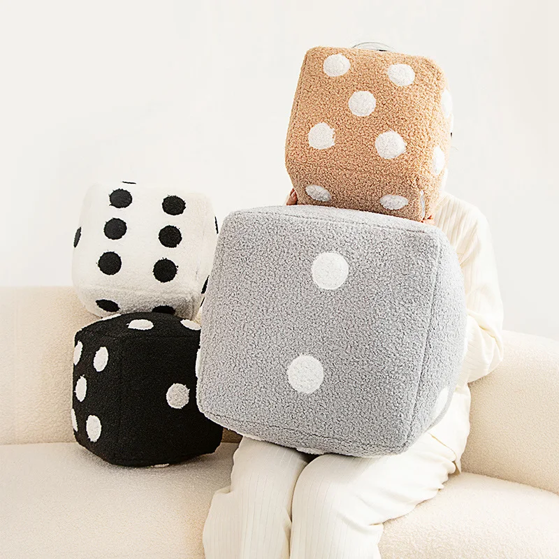 Dice Pillow Plush Dice Cube Cushion Hug Pillow Stuffed Plush Toy Game Props Car Interior Ornament Home Decoration Party Supplies