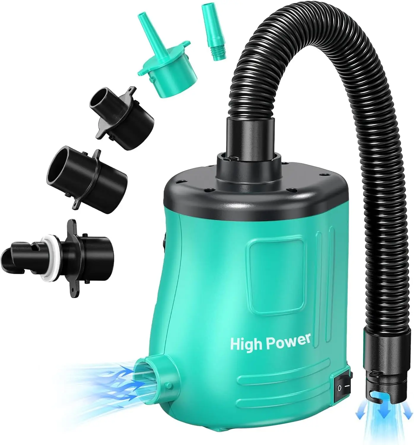 

Электрический воздушный насос 400 Вт для надувных изделий: быстрое надувание матрасов, шаров, плавательных кругов и лодок - 110 В переменного тока, для домашнего и уличного использования