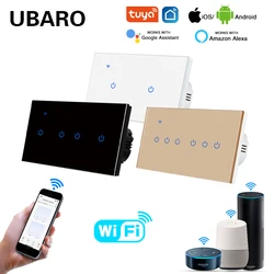 UBARO EU Standard Wifi Smart Wall Switch App Multi Control Voice Timer Sharing Function Works With Tuya App Need Neutral Wire